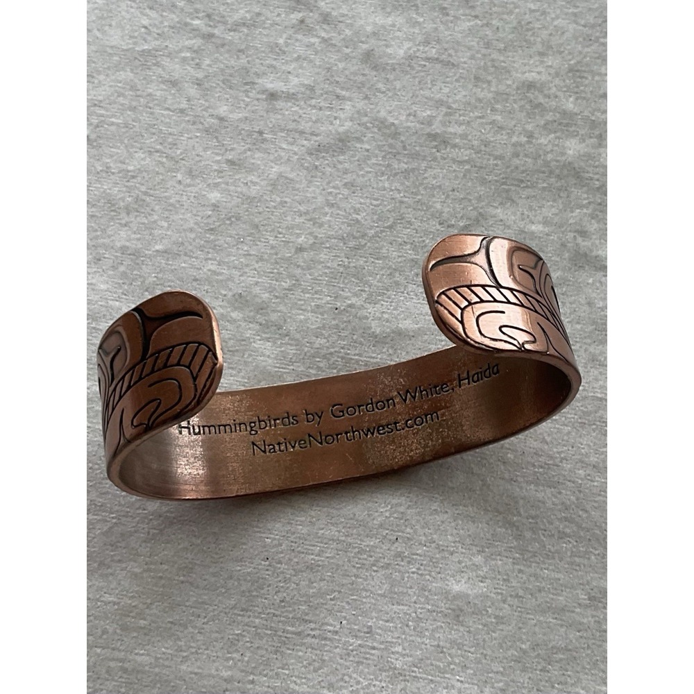 Hummingbirds By Gordon White Haida Native Copper Cuff Bracelet Estate Jewelry - Picture 6 of 7